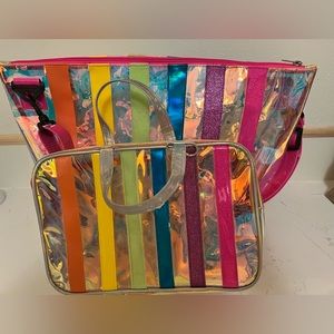iscream IRIDESCENT STRIPED OVERNIGHT BAG AND LUNCH BAG